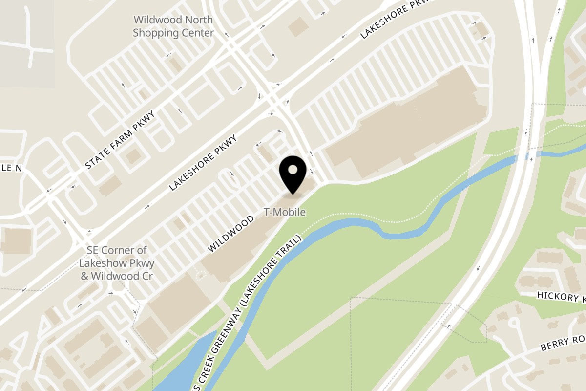 Map showing the location of Aden cafe and ice cream on 221 Lakeshore Pkwy in Homewood